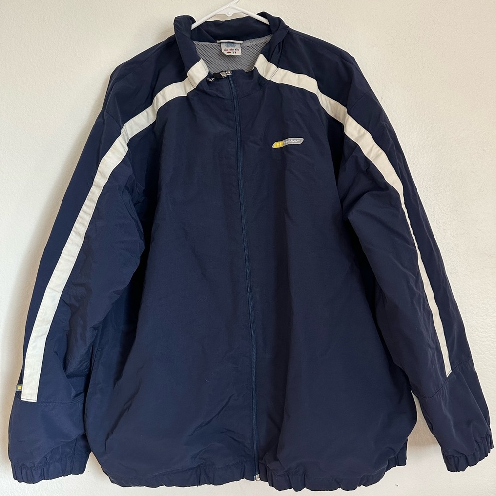 VINTAGE Reebok Jacket Extra Large Adult Blue Windbreaker Full Zip Vented Mens XL